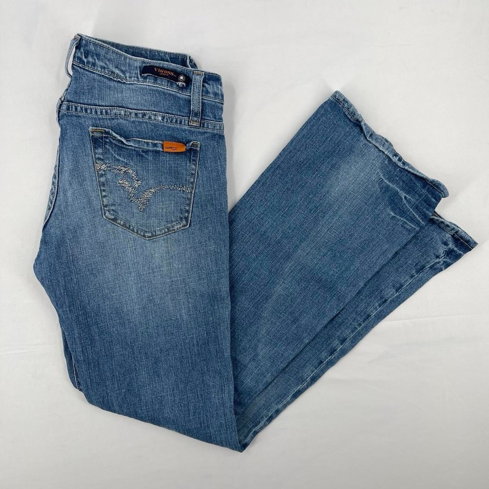 Vigoss Vintage Y2K Japanese Bootcut Jeans Faded Embroidered 11 32 Western Rare